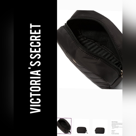 PINK Victoria's Secret Handbags - NWT! PINK Victoria's Secret Black Quilted Cosmetic Bag